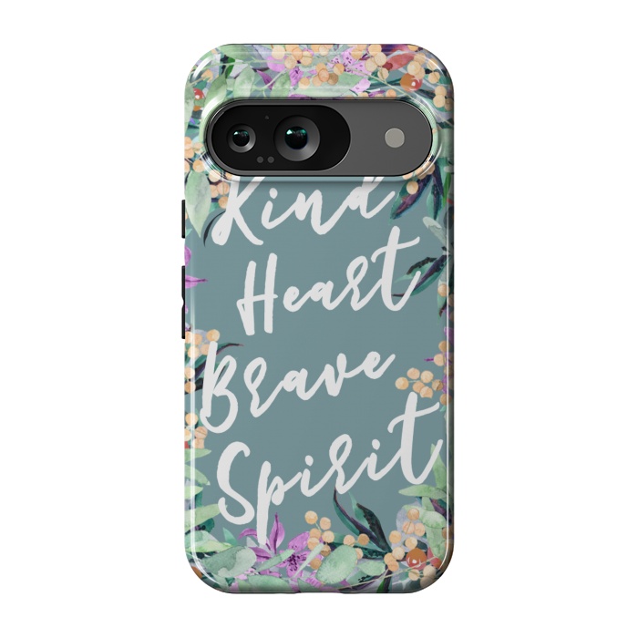 Pixel 9 StrongFit Kind Brave inspirational typography and watercolor flowers by Oana 