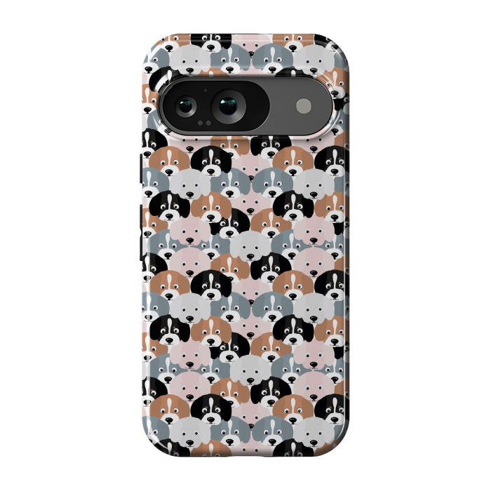 Pixel 9 StrongFit Cute Black Brown Pink Grey Puppy Dogs Illustration by InovArts