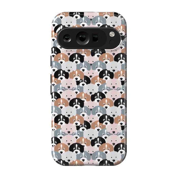 Pixel 9 pro StrongFit Cute Black Brown Pink Grey Puppy Dogs Illustration by InovArts