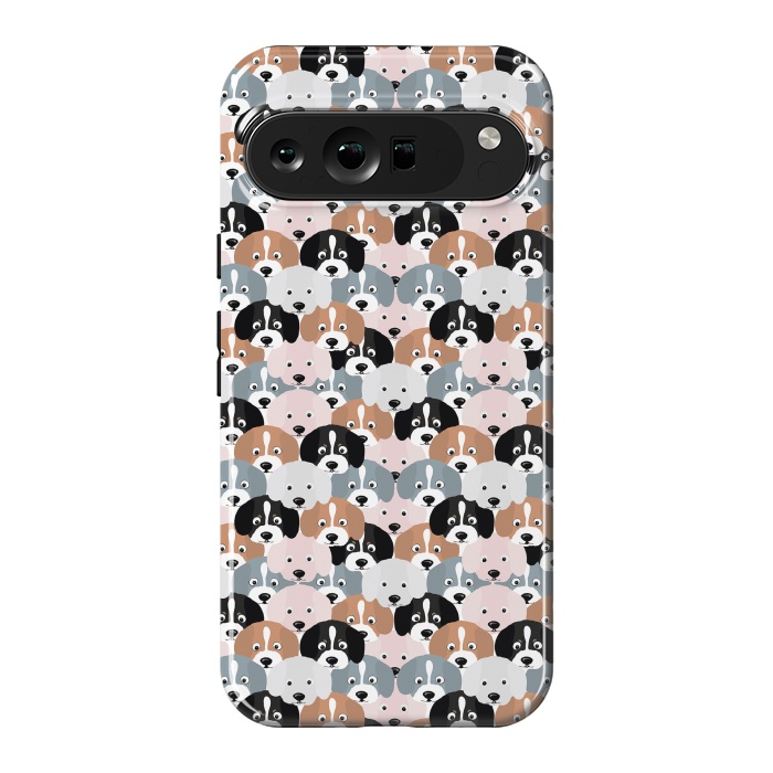 Pixel 9 Pro XL StrongFit Cute Black Brown Pink Grey Puppy Dogs Illustration by InovArts