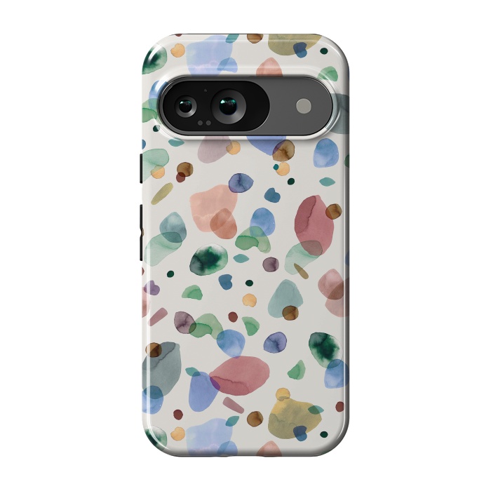 Pixel 9 StrongFit Pebbles Terrazo Rounded Memphis Multicolored by Ninola Design