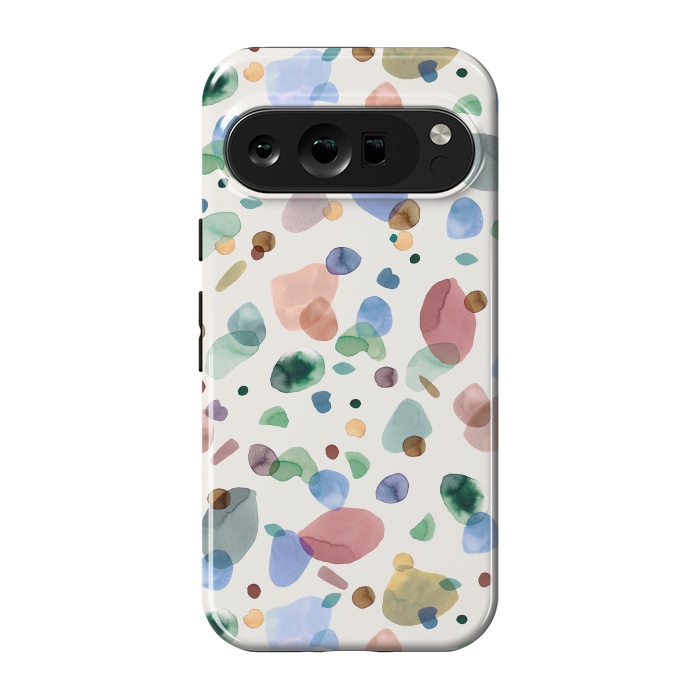 Pixel 9 pro StrongFit Pebbles Terrazo Rounded Memphis Multicolored by Ninola Design