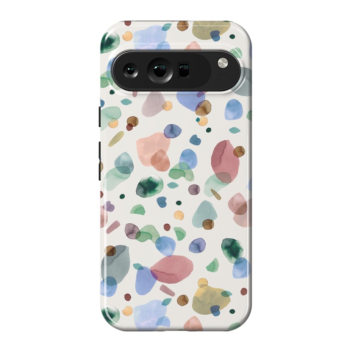 Pixel 9 Pro XL StrongFit Pebbles Terrazo Rounded Memphis Multicolored by Ninola Design