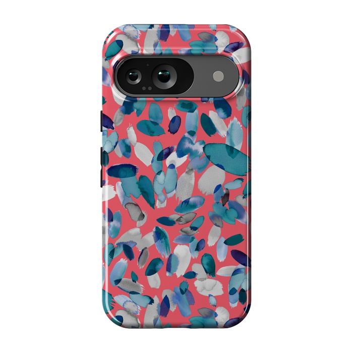 Pixel 9 StrongFit Abstract Petal Stains Colorful Red Blue by Ninola Design