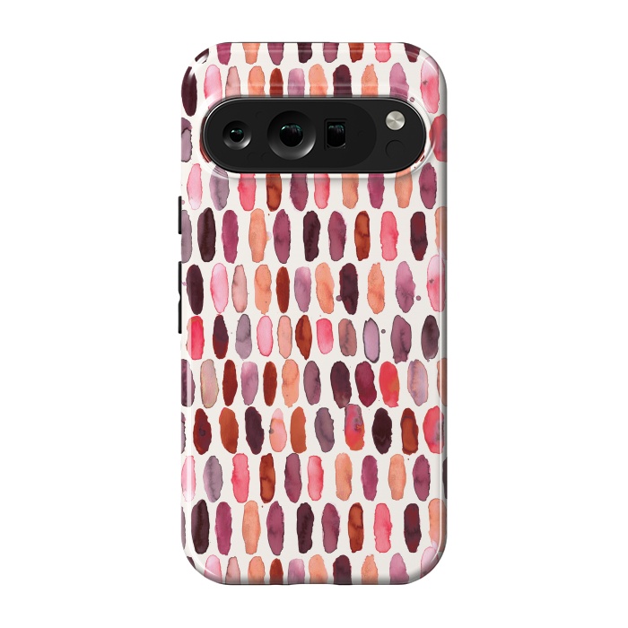 Pixel 9 pro StrongFit Pills Watercolor Dots Pink Orange Coral by Ninola Design