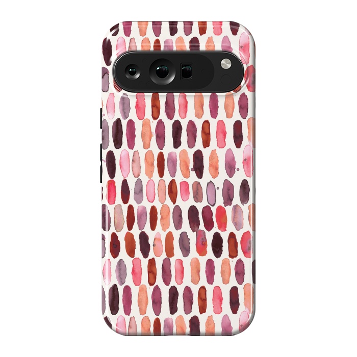 Pixel 9 Pro XL StrongFit Pills Watercolor Dots Pink Orange Coral by Ninola Design