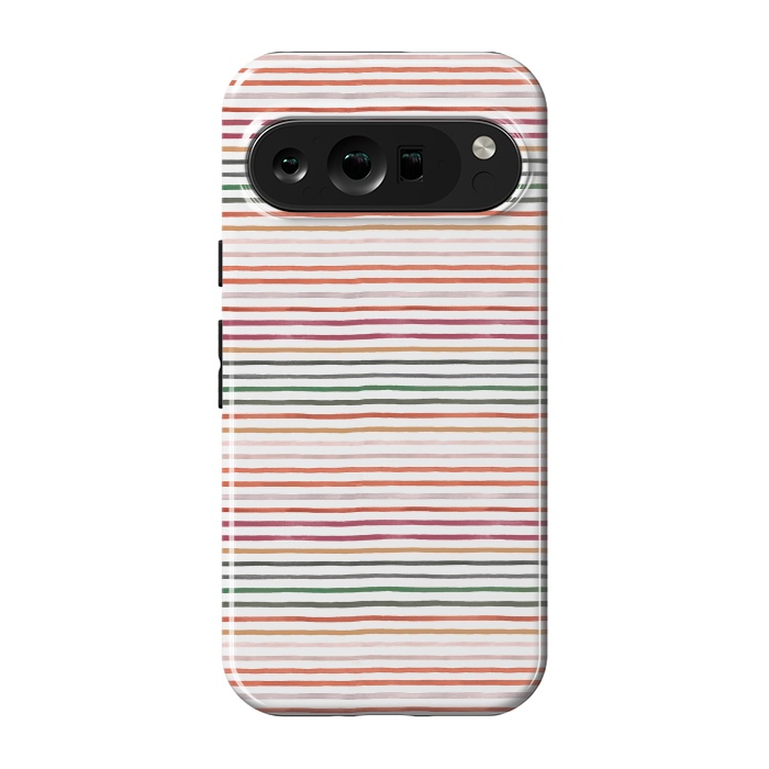 Pixel 9 pro StrongFit Marker Stripes and Lines Orange Green by Ninola Design