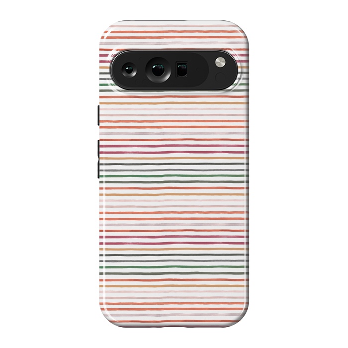 Pixel 9 Pro XL StrongFit Marker Stripes and Lines Orange Green by Ninola Design