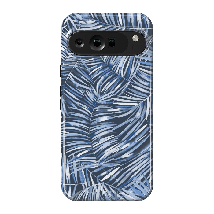 Pixel 9 Pro XL StrongFit Tropical Palms Blue Navy Night by Ninola Design