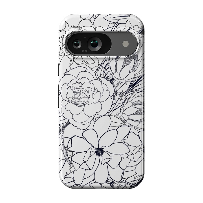 Pixel 9 StrongFit Modern Line Art Hand Drawn Floral Girly Design by InovArts