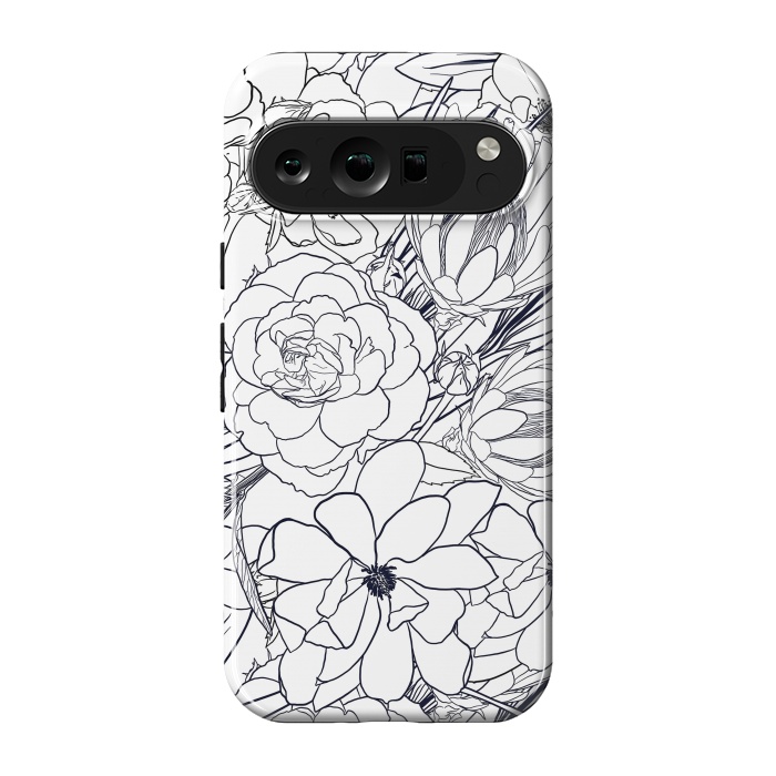 Pixel 9 pro StrongFit Modern Line Art Hand Drawn Floral Girly Design by InovArts