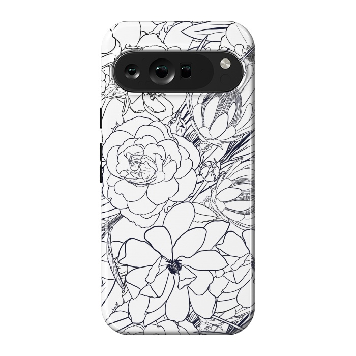 Pixel 9 Pro XL StrongFit Modern Line Art Hand Drawn Floral Girly Design by InovArts