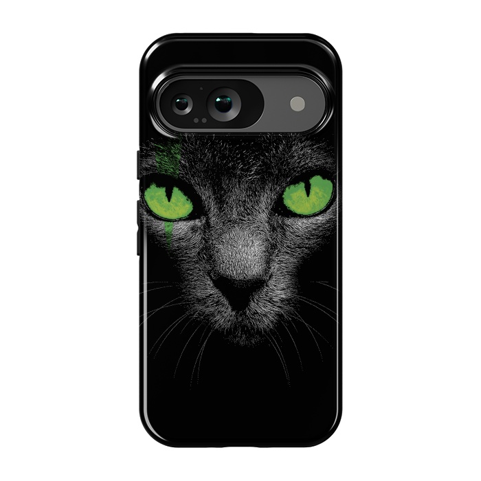 Pixel 9 StrongFit Black Cat with Green Eyes by Sitchko