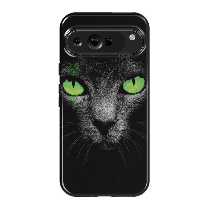 Pixel 9 Pro XL StrongFit Black Cat with Green Eyes by Sitchko