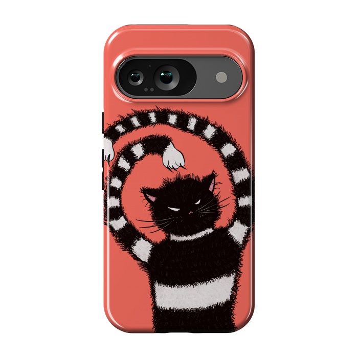 Pixel 9 StrongFit Evil Striped Cat Weird Cartoon by Boriana Giormova