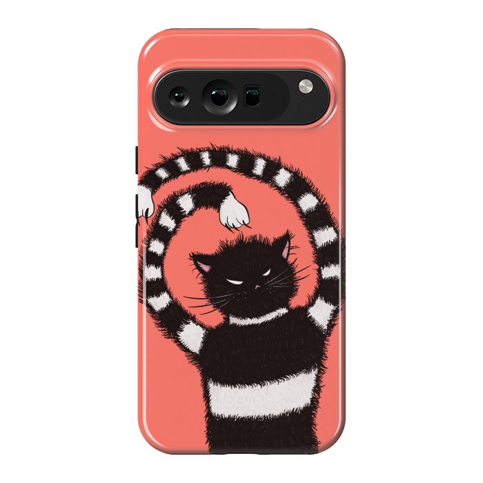 Pixel 9 Pro XL StrongFit Evil Striped Cat Weird Cartoon by Boriana Giormova