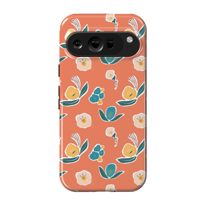 Pixel 9 pro StrongFit Coral Floral by Kimberly Senn | Senn & Sons