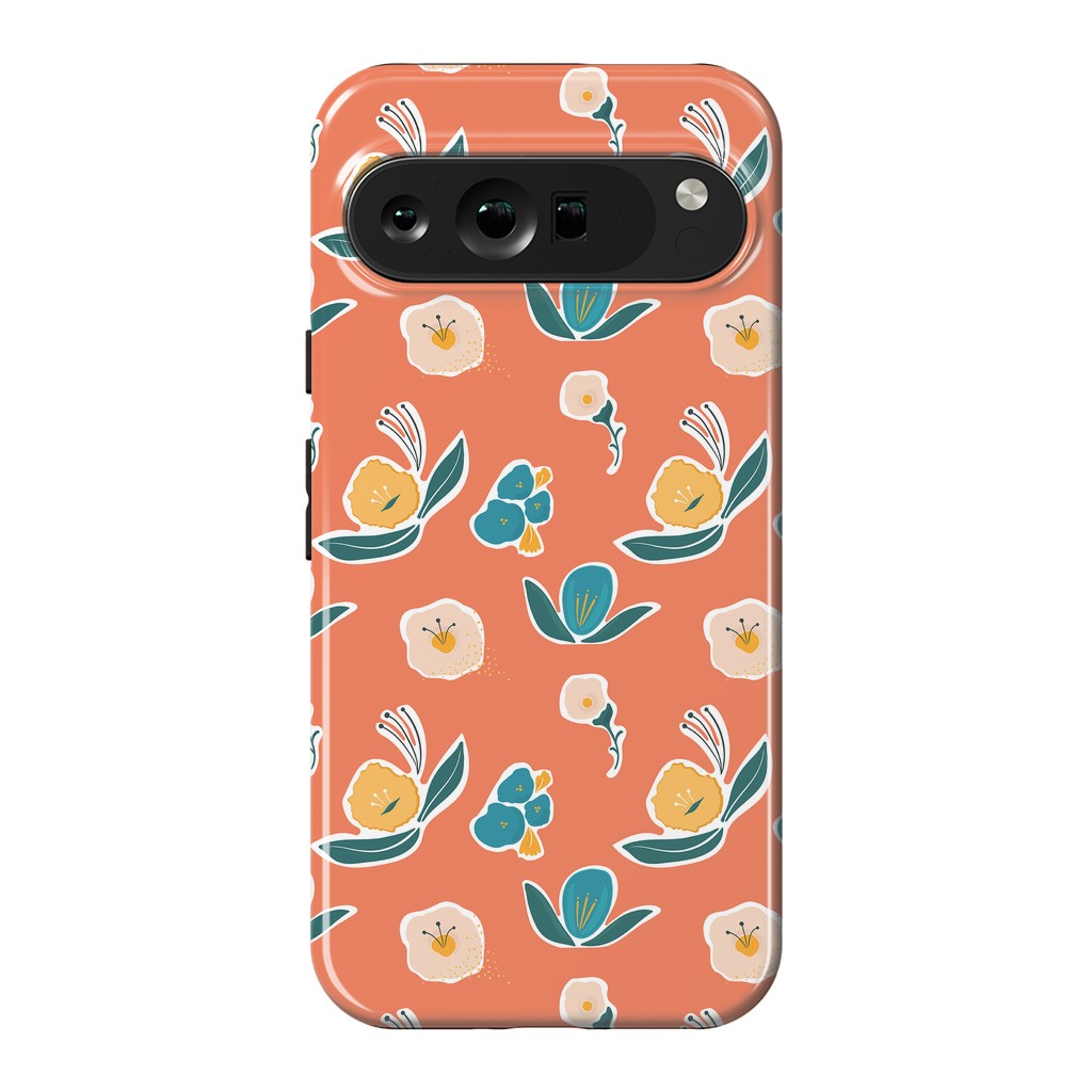 Pixel 9 Pro XL StrongFit Coral Floral by Kimberly Senn | Senn & Sons