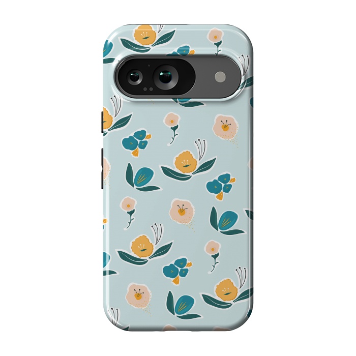 Pixel 9 StrongFit Blue Floral by Kimberly Senn | Senn & Sons