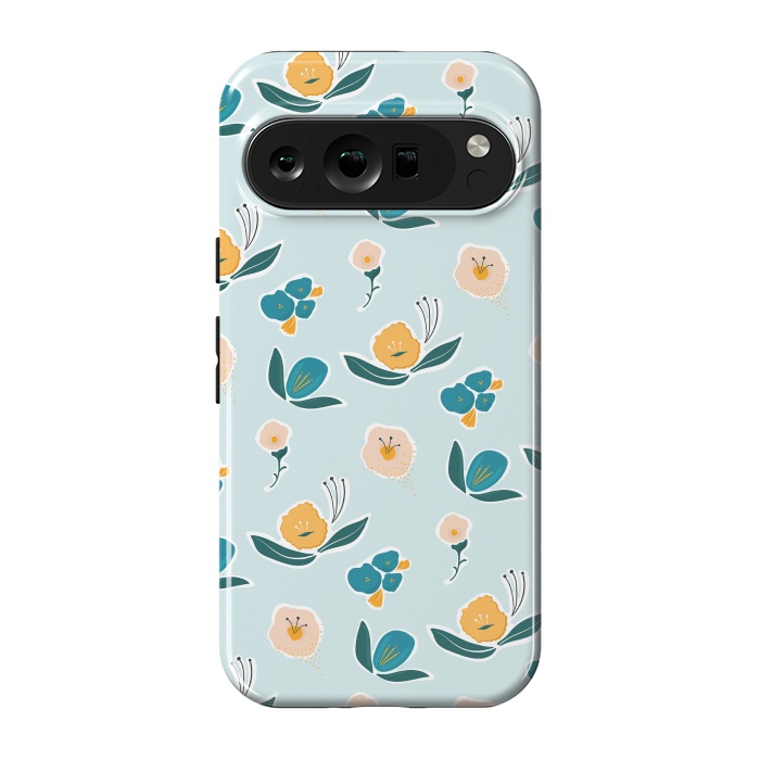 Pixel 9 pro StrongFit Blue Floral by Kimberly Senn | Senn & Sons