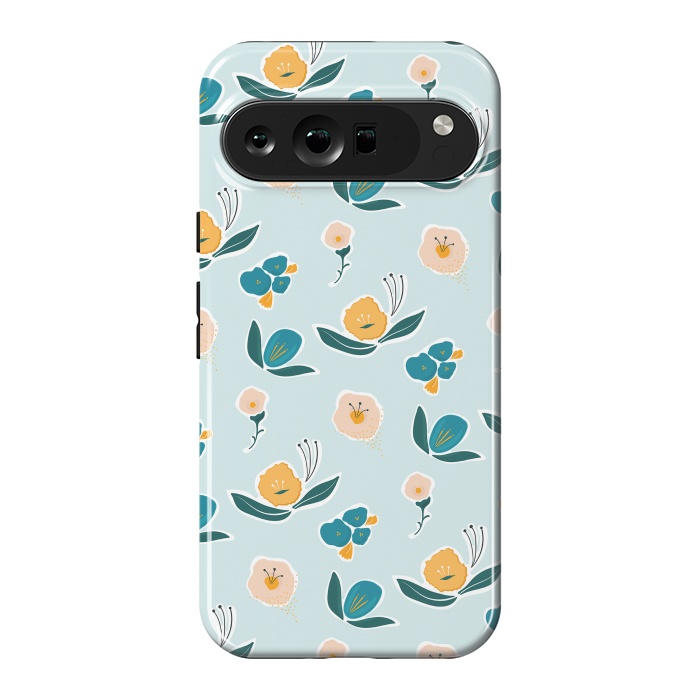 Pixel 9 Pro XL StrongFit Blue Floral by Kimberly Senn | Senn & Sons