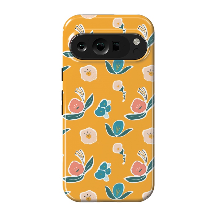 Pixel 9 pro StrongFit Gold Floral by Kimberly Senn | Senn & Sons