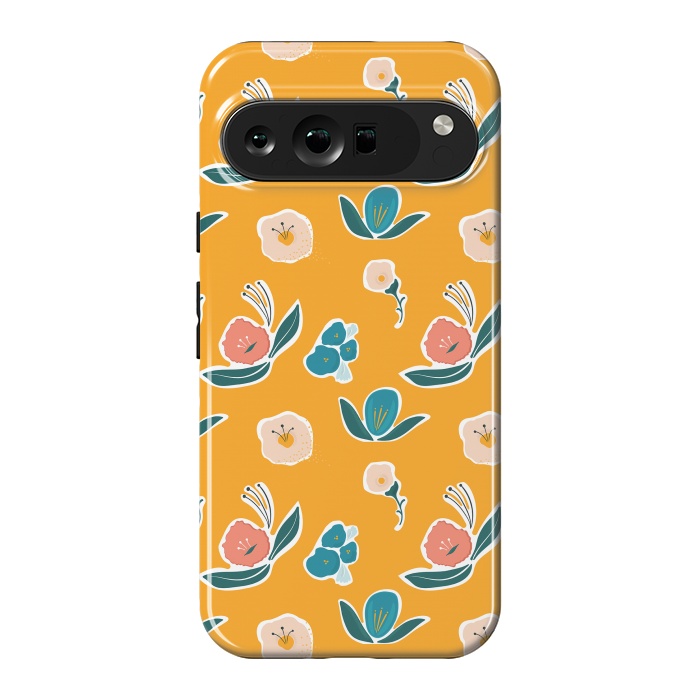 Pixel 9 Pro XL StrongFit Gold Floral by Kimberly Senn | Senn & Sons