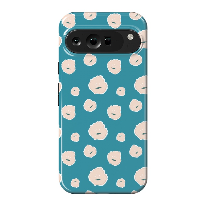 Pixel 9 Pro XL StrongFit Teal Floral by Kimberly Senn | Senn & Sons