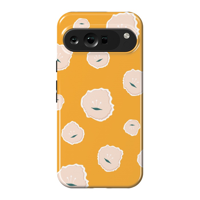 Pixel 9 Pro XL StrongFit Pink Flowers on Gold by Kimberly Senn | Senn & Sons