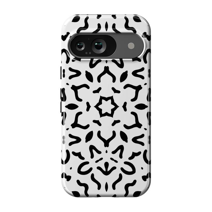 Pixel 9 StrongFit Black Kaleidoscope Mandala by Creativeaxle