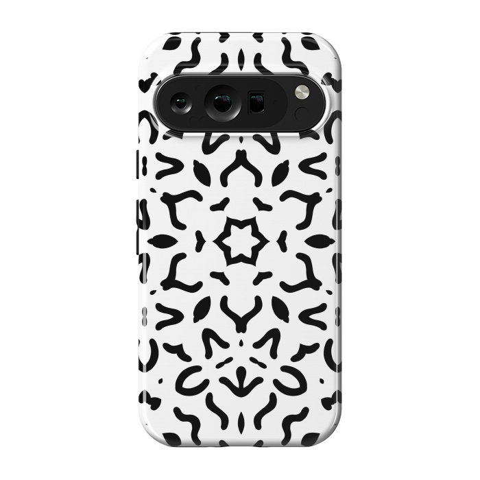 Pixel 9 pro StrongFit Black Kaleidoscope Mandala by Creativeaxle