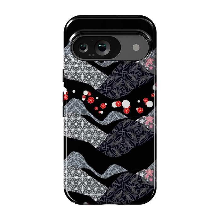 Pixel 9 StrongFit Japanese mountain landscape graphic pattern by Oana 