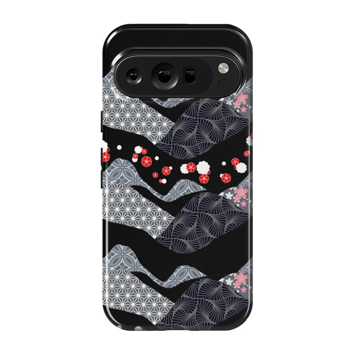 Pixel 9 pro StrongFit Japanese mountain landscape graphic pattern by Oana 