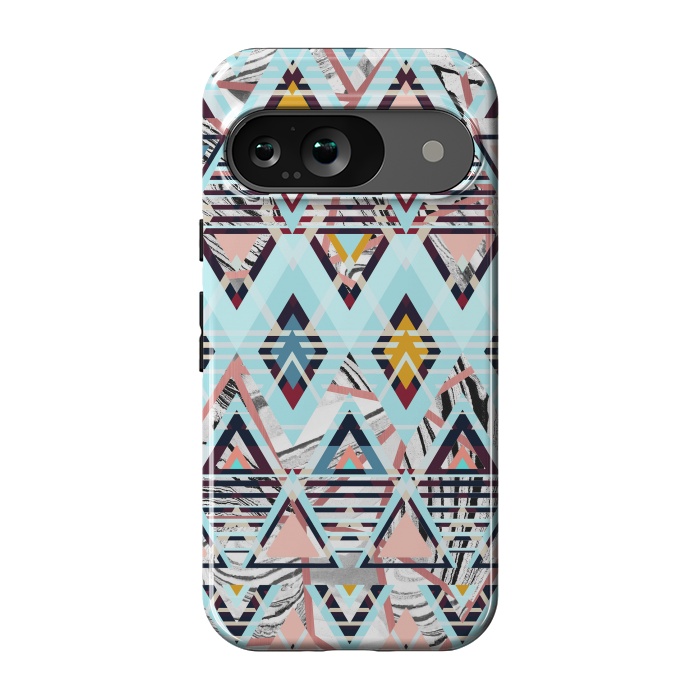 Pixel 9 StrongFit Colorful brushed tribal triangles by Oana 