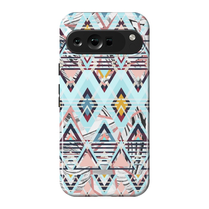 Pixel 9 Pro XL StrongFit Colorful brushed tribal triangles by Oana 