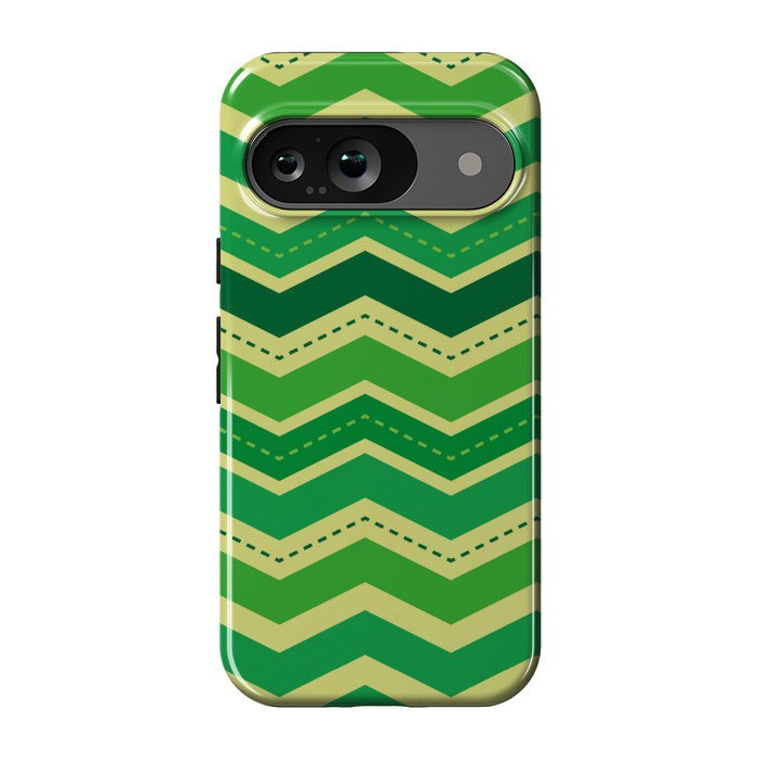 Pixel 9 StrongFit zig zag green pattern 2 by MALLIKA