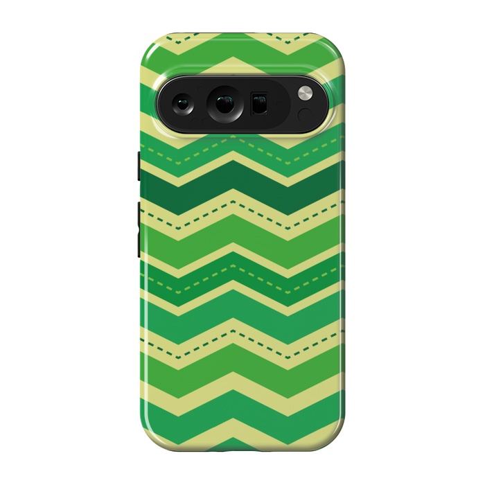 Pixel 9 pro StrongFit zig zag green pattern 2 by MALLIKA