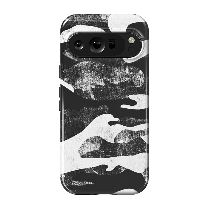 Pixel 9 pro StrongFit Textured grunge monochrome camouflage by Oana 