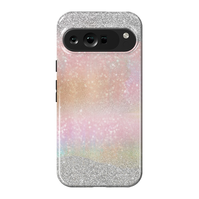 Pixel 9 Pro XL StrongFit Elegant Silver Gold strokes rainbow glow Glitter abstract image by InovArts