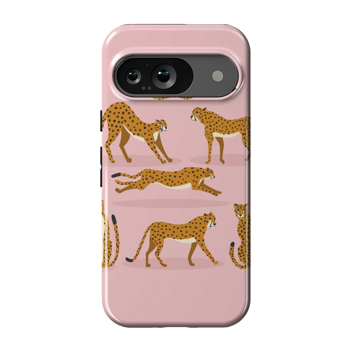 Pixel 9 StrongFit Cheetahs on pink  by Jelena Obradovic