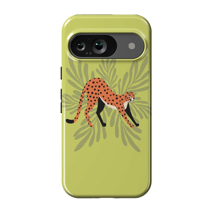 Pixel 9 StrongFit Cheetah stretching mint by Jelena Obradovic