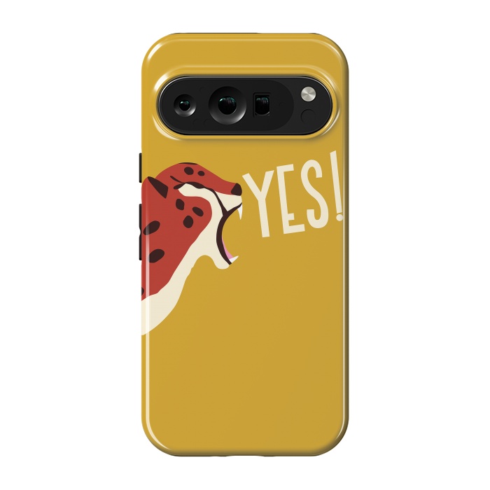 Pixel 9 pro StrongFit Cheetah roaring YES, mustard by Jelena Obradovic