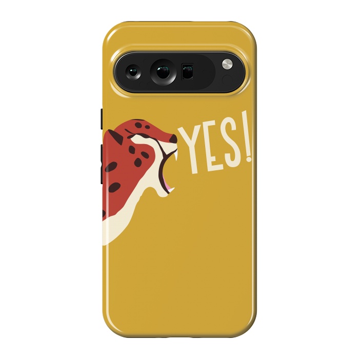 Pixel 9 Pro XL StrongFit Cheetah roaring YES, mustard by Jelena Obradovic