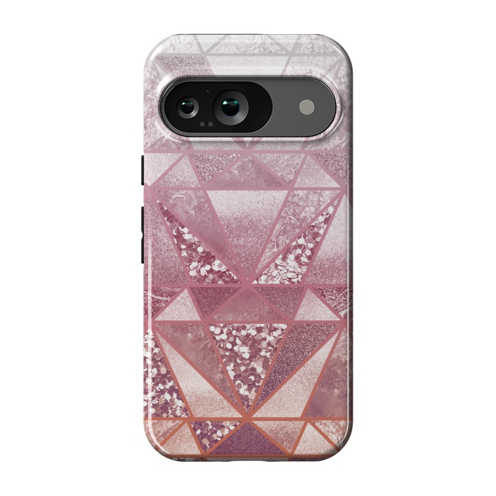 Pixel 9 StrongFit Pink and rose gold gradient glitter tiles by Oana 