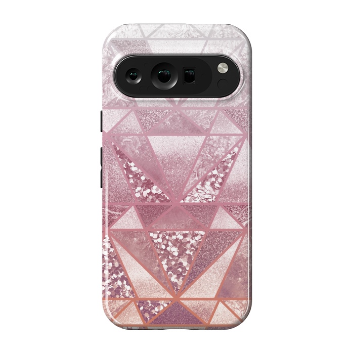 Pixel 9 pro StrongFit Pink and rose gold gradient glitter tiles by Oana 