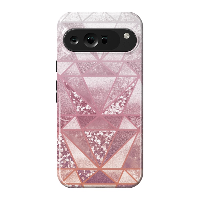 Pixel 9 Pro XL StrongFit Pink and rose gold gradient glitter tiles by Oana 