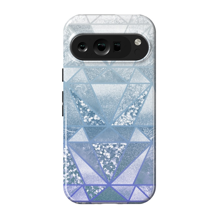 Pixel 9 pro StrongFit Faded blue silver glitter mosaic by Oana 