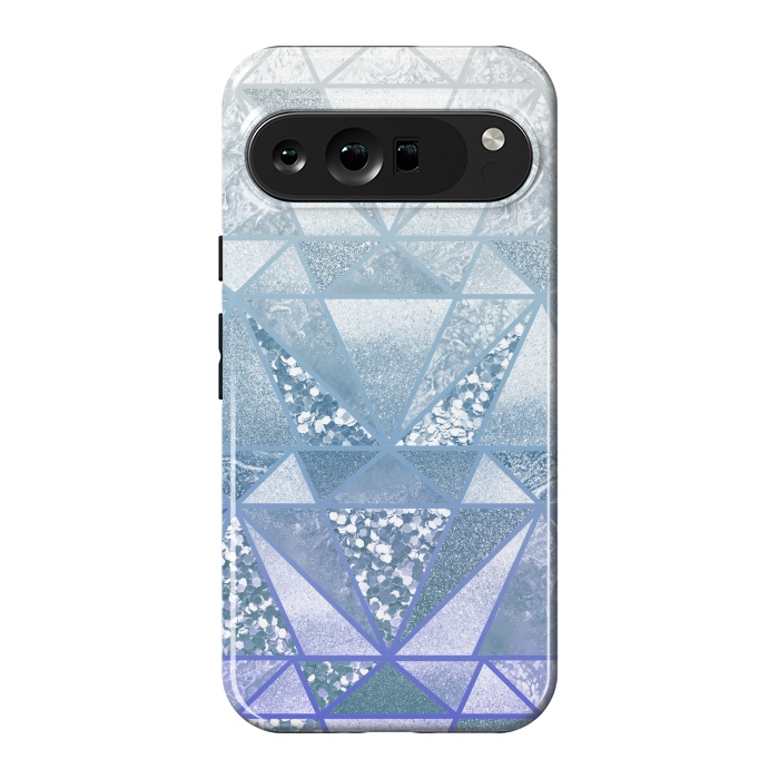 Pixel 9 Pro XL StrongFit Faded blue silver glitter mosaic by Oana 