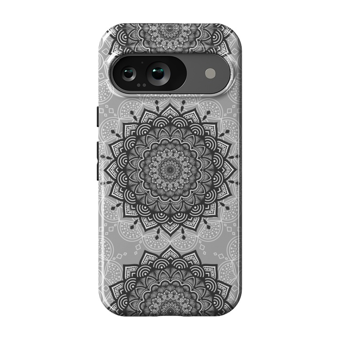 Pixel 9 StrongFit Black gray mandalas by Jms