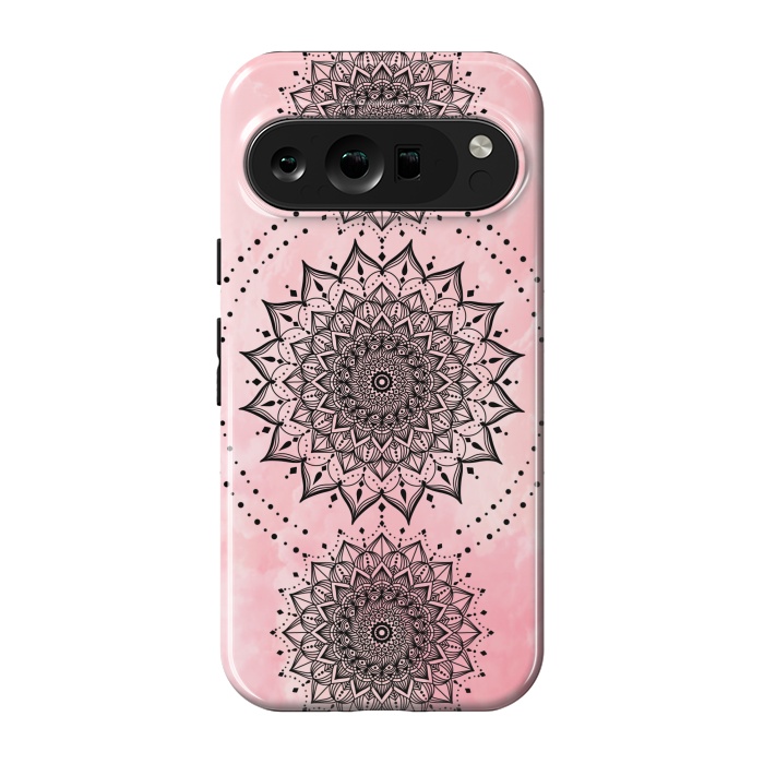 Pixel 9 pro StrongFit Pink black mandalas by Jms